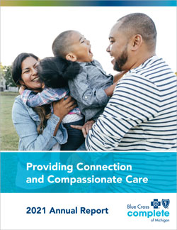 Image displaying the front cover of the Blue Cross Complete of Michigan 2019 annual report.